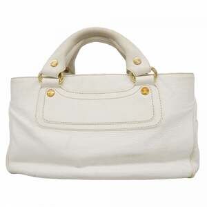 Celine Boogie Bag Leather Handbag, White, Women's